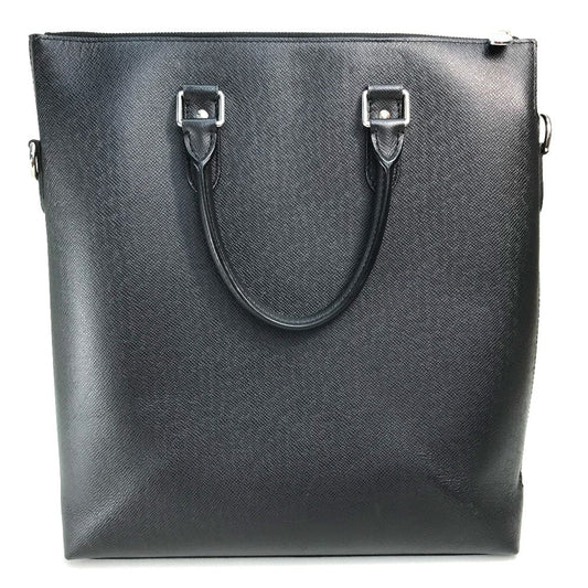 LOUIS VUITTON Handbag M33433 Taiga Leather Black x Silver Metal Taiga Anton Tote