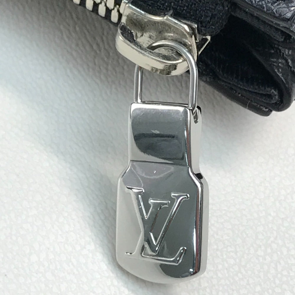 LOUIS VUITTON Handbag M33433 Taiga Leather Black x Silver Metal Taiga Anton Tote