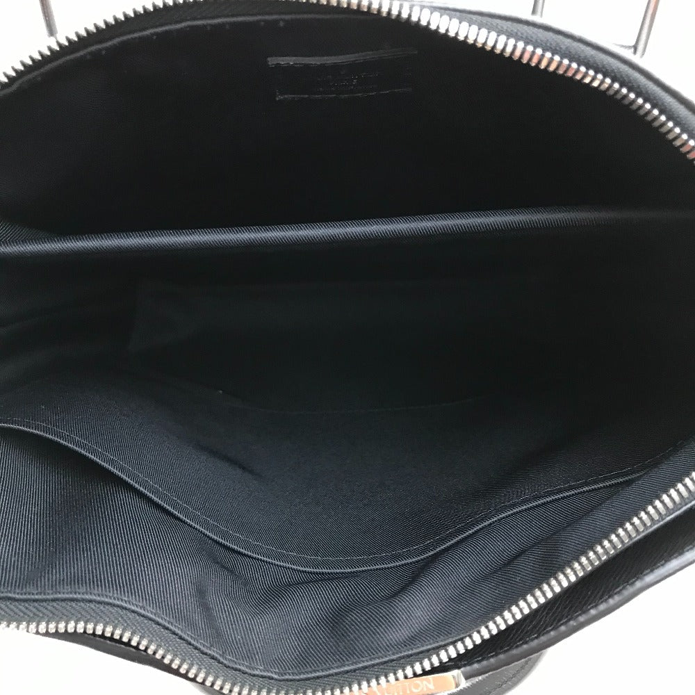 LOUIS VUITTON Handbag M33433 Taiga Leather Black x Silver Metal Taiga Anton Tote