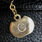 CELINE Handbag leather Black x Gold Metal vintage Chain lock Women Used Authentic