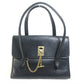 CELINE Handbag leather Black x Gold Metal vintage Chain lock Women Used Authentic