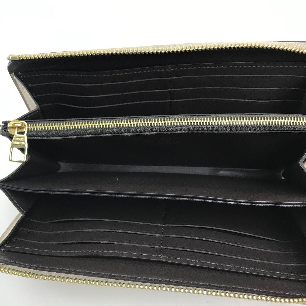 LOUIS VUITTON Long Wallet Purse M63104 Taurillon Clemence Leather Beige x Gold Metal Monogram flower Portefeuille Comet Women Used Authentic