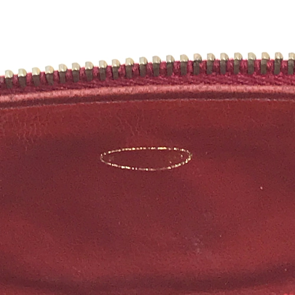CHANEL Handbag Caviar skin Red x Gold Metal CC COCO Mark Horizontal Cosmetics Pouch Women Used Authentic