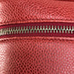 CHANEL Handbag Caviar skin Red x Gold Metal CC COCO Mark Horizontal Cosmetics Pouch Women Used Authentic