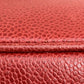 CHANEL Handbag Caviar skin Red x Gold Metal CC COCO Mark Horizontal Cosmetics Pouch Women Used Authentic