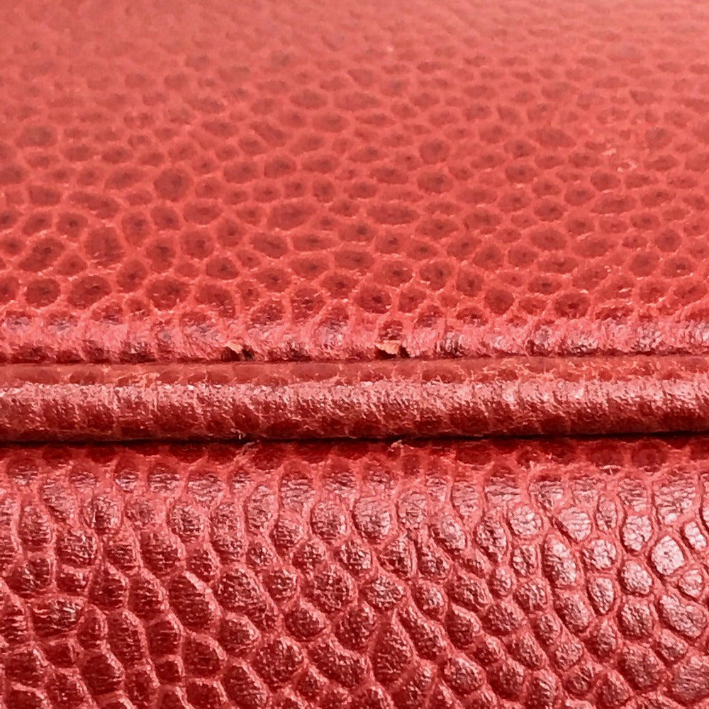 CHANEL Handbag Caviar skin Red x Gold Metal CC COCO Mark Horizontal Cosmetics Pouch Women Used Authentic