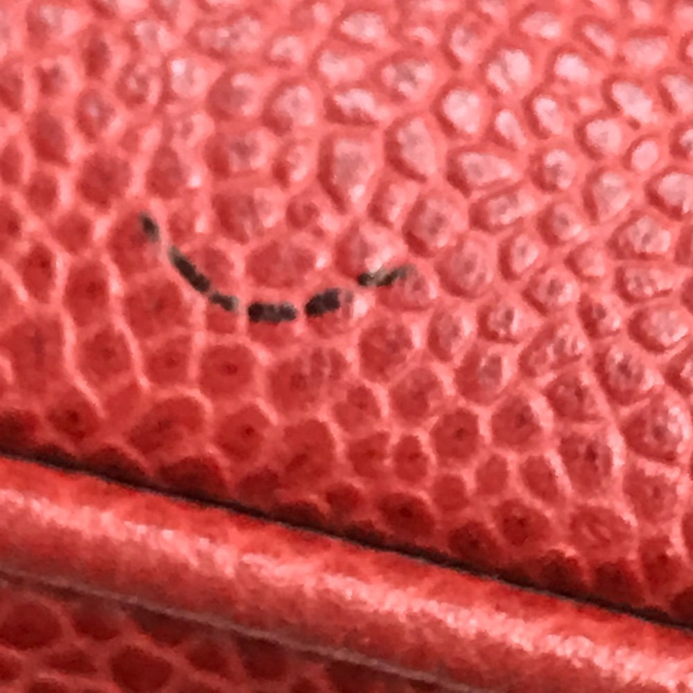 CHANEL Handbag Caviar skin Red x Gold Metal CC COCO Mark Horizontal Cosmetics Pouch Women Used Authentic