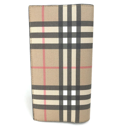 BURBERRY Long Wallet Purse 8016613 PVC / Leather Beige / black Cavendish mens Used Authentic