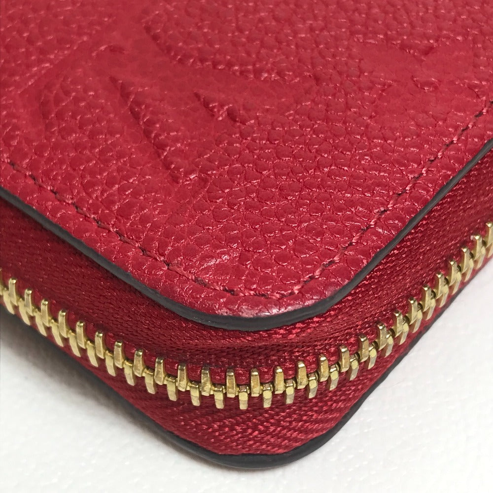 LOUIS VUITTON Long Wallet Purse M68571 Monogram Ann Platt Leather Red Monogram Ann Platt Zippy wallet Women Used Authentic