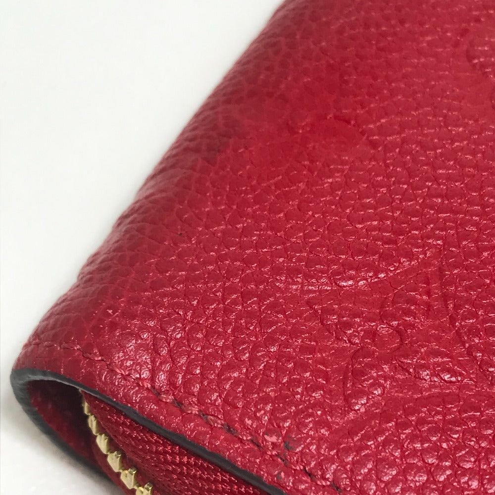 LOUIS VUITTON Long Wallet Purse M68571 Monogram Ann Platt Leather Red Monogram Ann Platt Zippy wallet Women Used Authentic