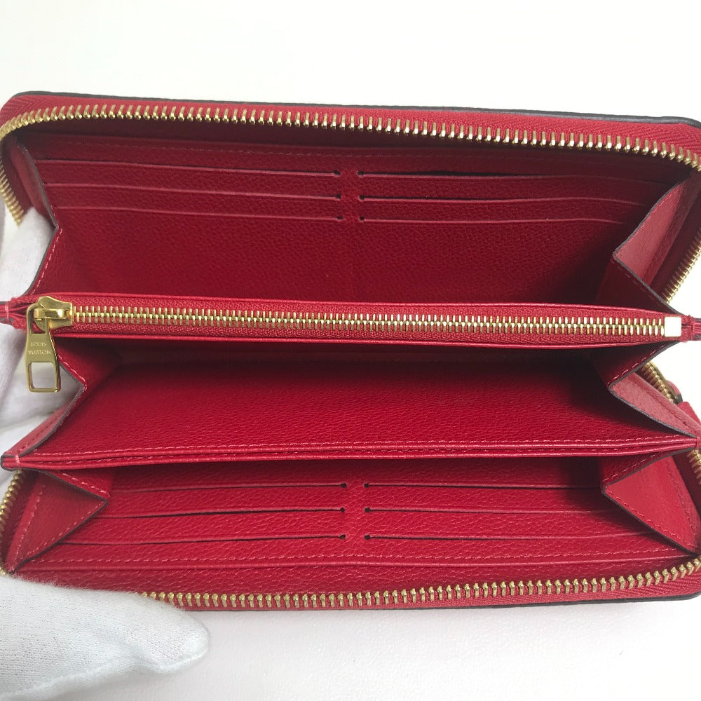 LOUIS VUITTON Long Wallet Purse M68571 Monogram Ann Platt Leather Red Monogram Ann Platt Zippy wallet Women Used Authentic