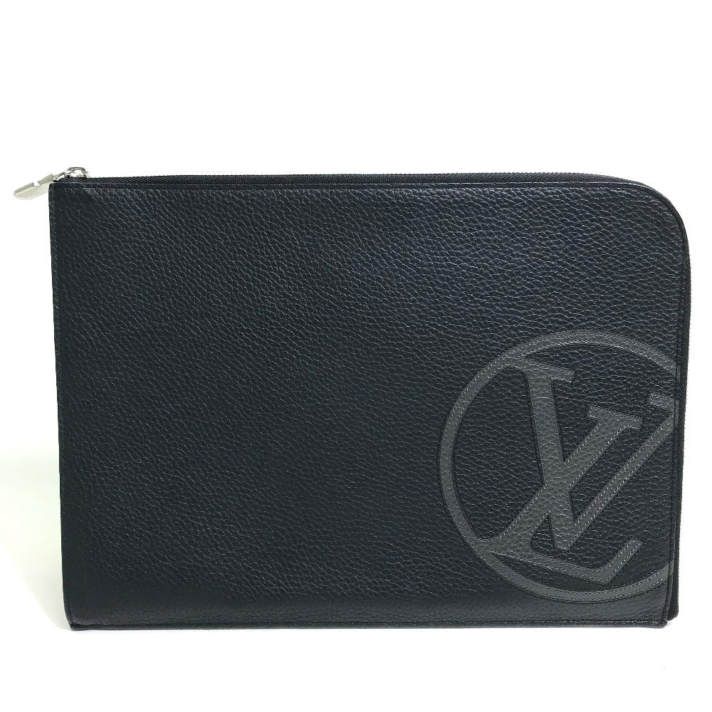 LOUIS VUITTON Clutch bag M67756 Taurillon Clemence Leather black LV Circle bag mens Used Authentic