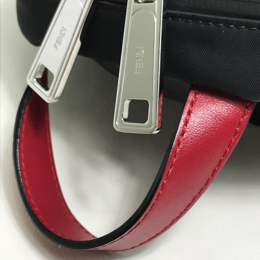 FENDI Shoulder Bag 7VZ049 Fabric / Leather Black / red Belt bag Zucca FF pattern mens Used Authentic