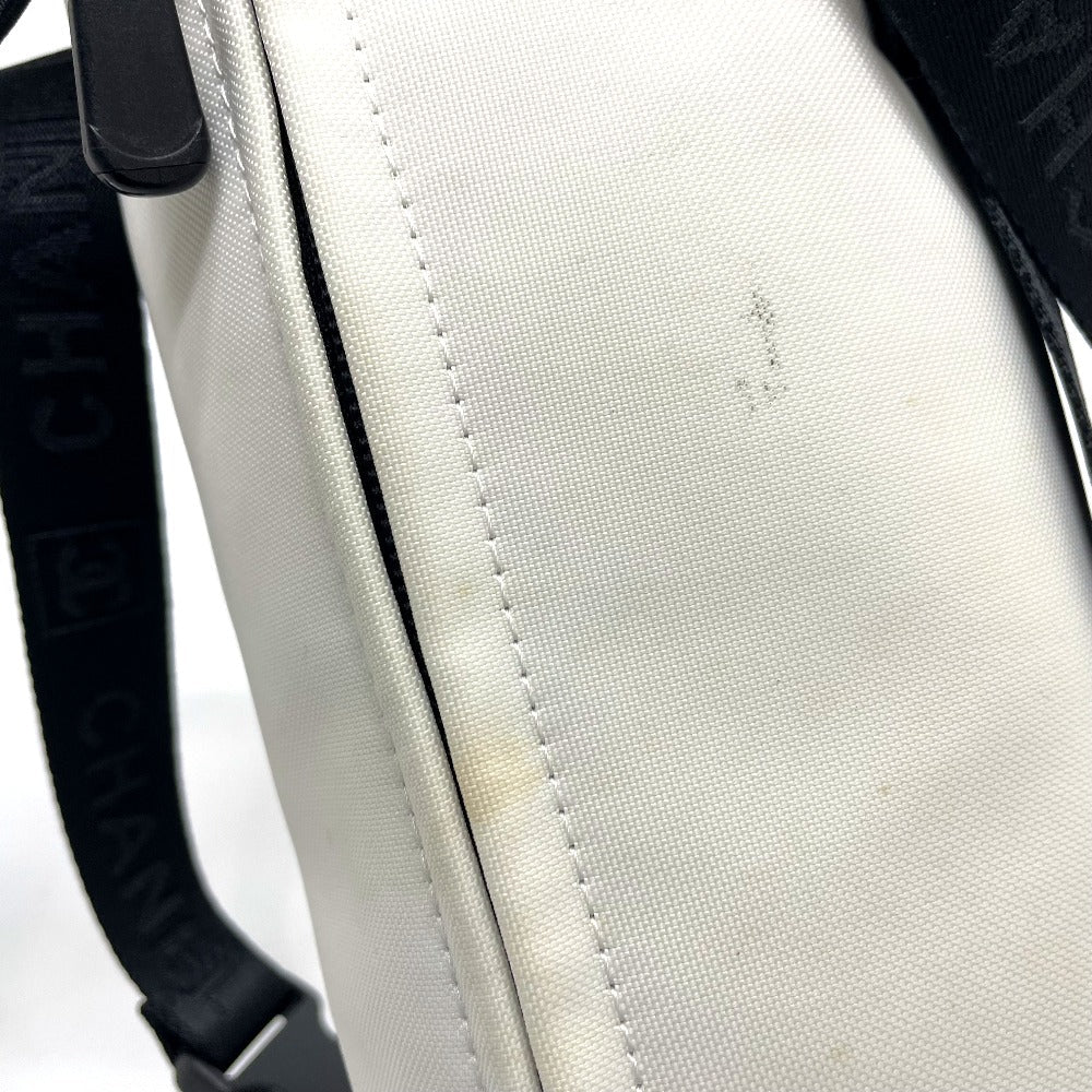 CHANEL Shoulder Bag Nylon White x black Sports Line CCCOCO Mark drink bag Women Used Authentic