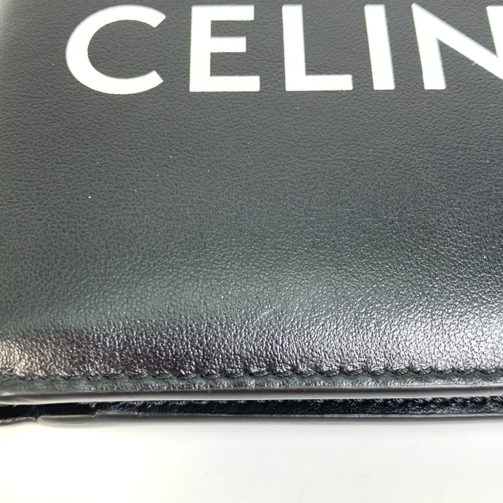 CELINE Folded wallet 10C873DME leather black logo Bi-fold wallet Women(Unisex) Used Authentic