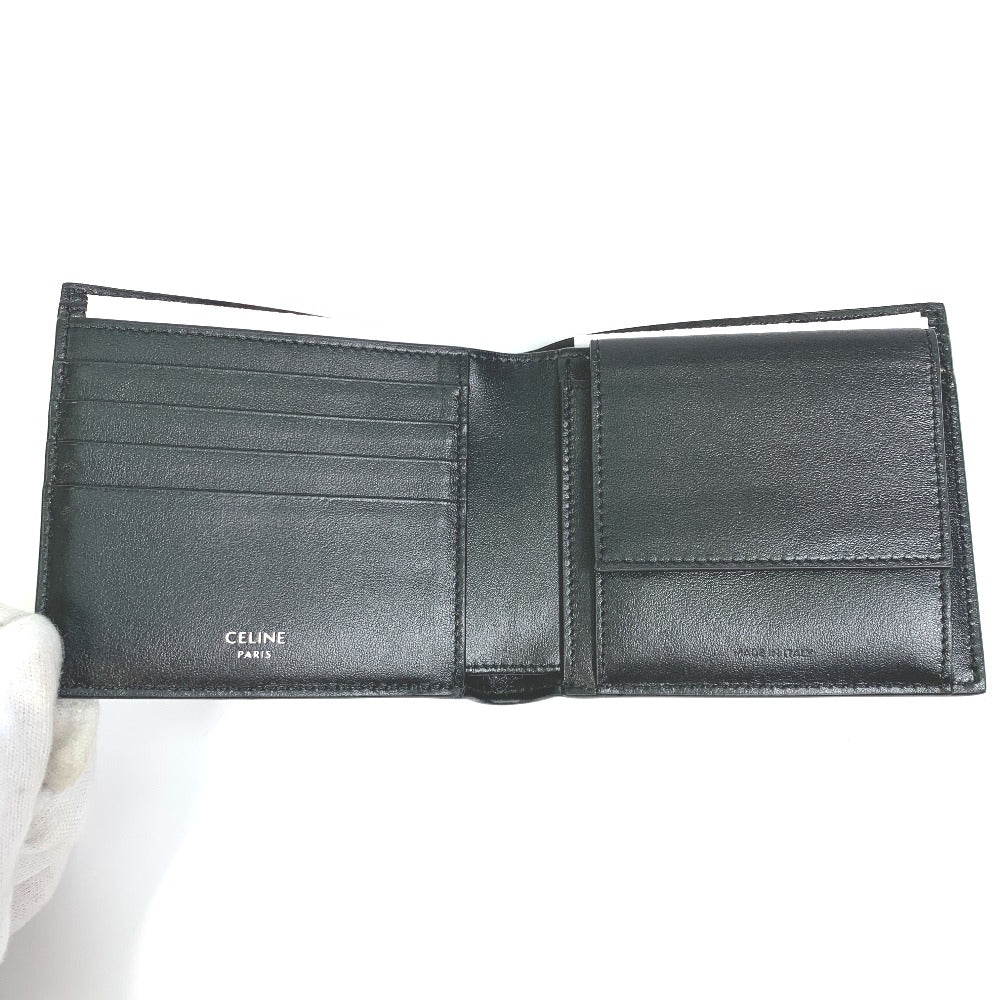 CELINE Folded wallet 10C873DME leather black logo Bi-fold wallet Women(Unisex) Used Authentic