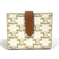 CELINE Folded wallet PVC / Leather White / brown Macadam Triomphe Wallet Women Used Authentic