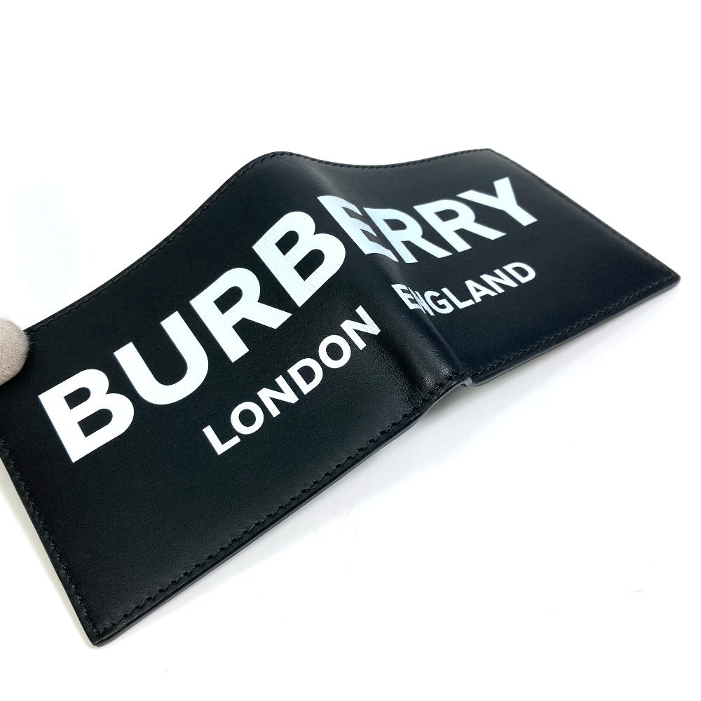 BURBERRY Folded wallet 8013919 leather black logo Wallet mens Used Authentic
