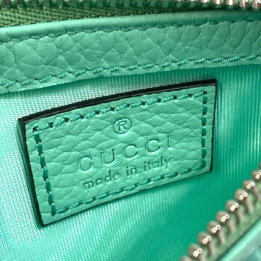 GUCCI Coin case 701070 leather Green type GG Marmont Women Used Authentic