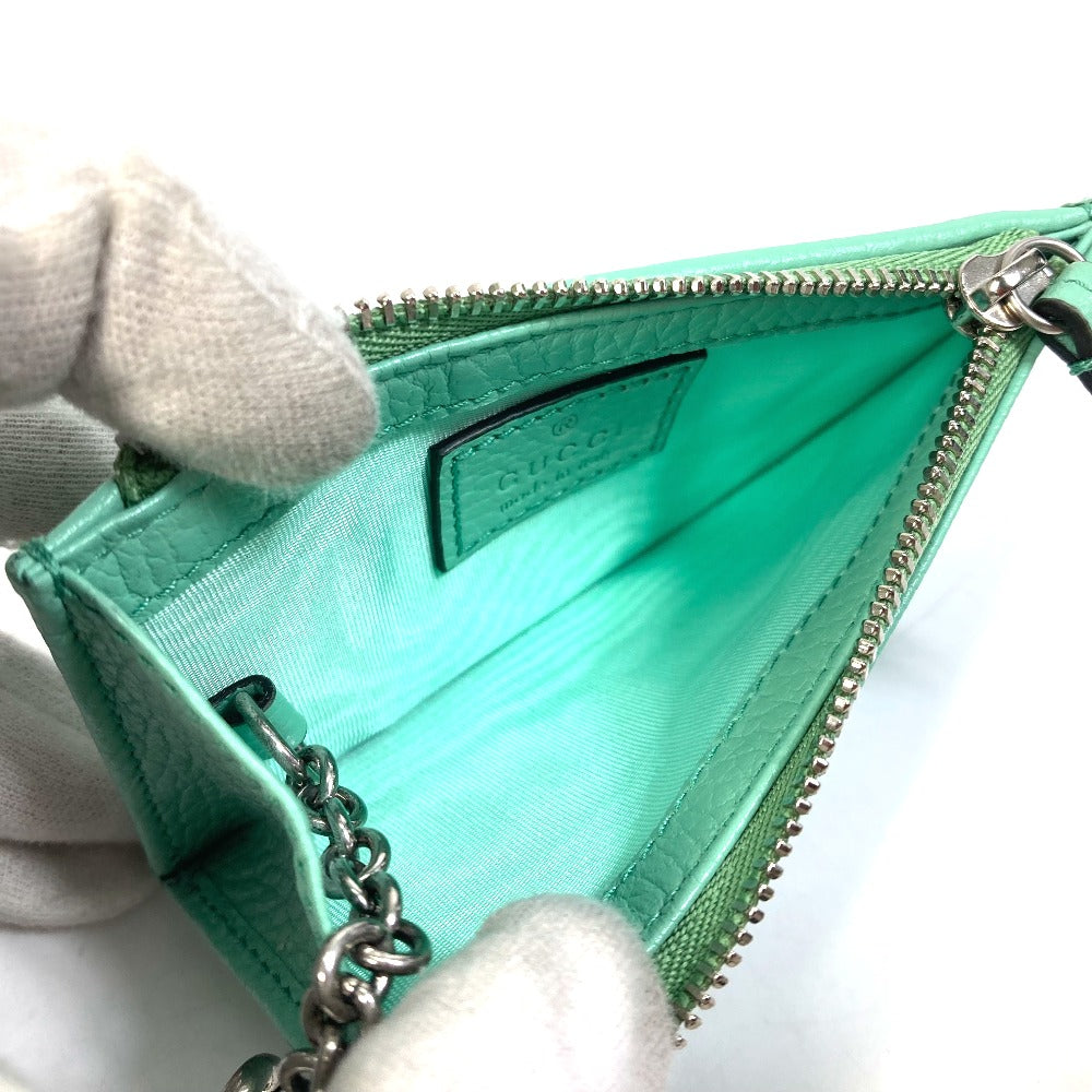 GUCCI Coin case 701070 leather Green type GG Marmont Women Used Authentic