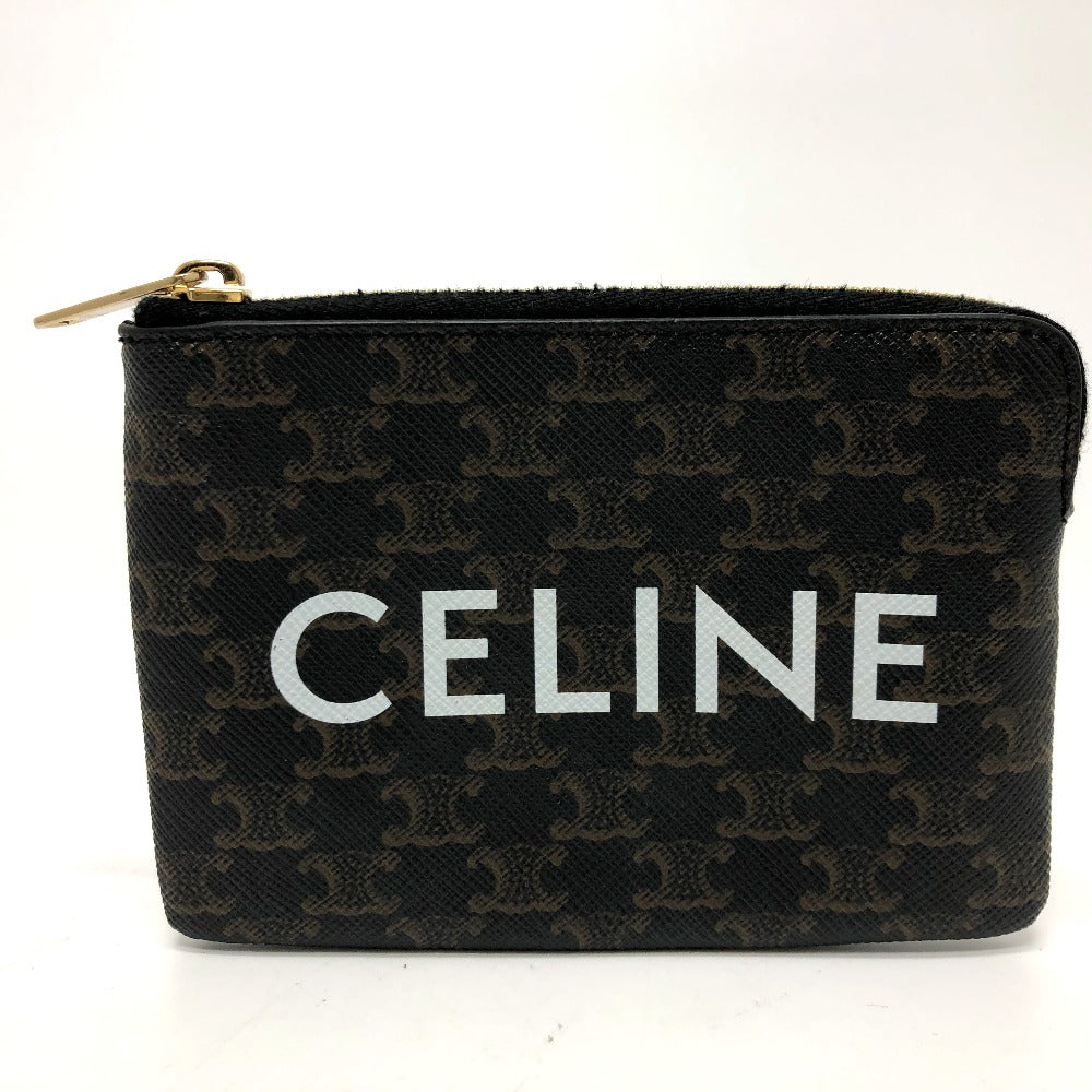 CELINE Coin case 10C662CA2 PVC / Leather Brown Triomphe Women(Unisex) Used Authentic