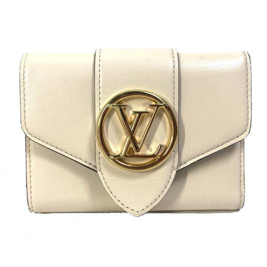 LOUIS VUITTON Trifold wallet M69176 leather white Portefeuille LV Pont Neuf Women Used Authentic