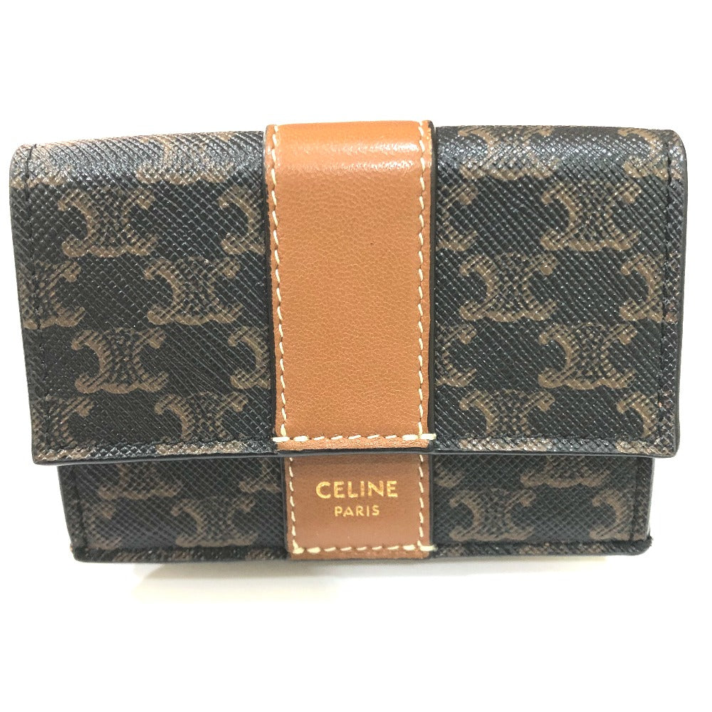 CELINE Trifold wallet PVC / Leather Brown Triomphe Small trifold Women Used Authentic