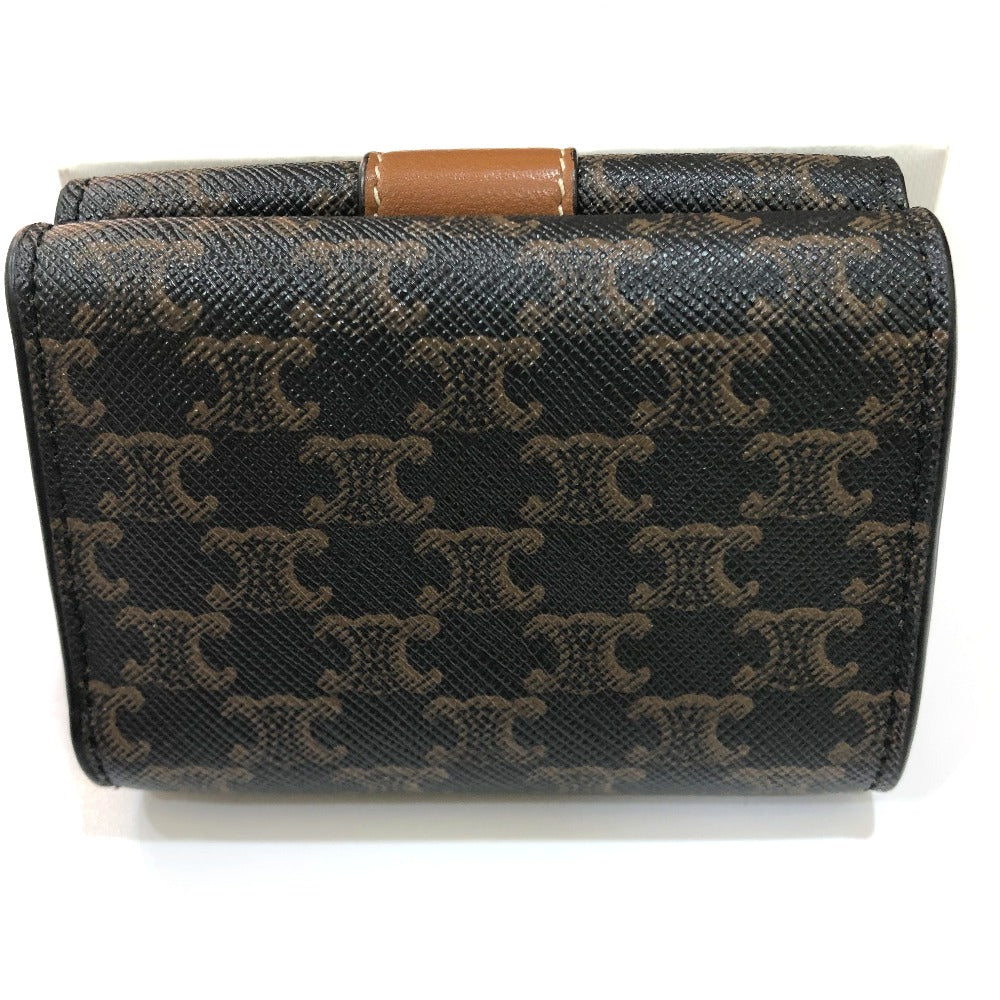 CELINE Trifold wallet PVC / Leather Brown Triomphe Small trifold Women Used Authentic
