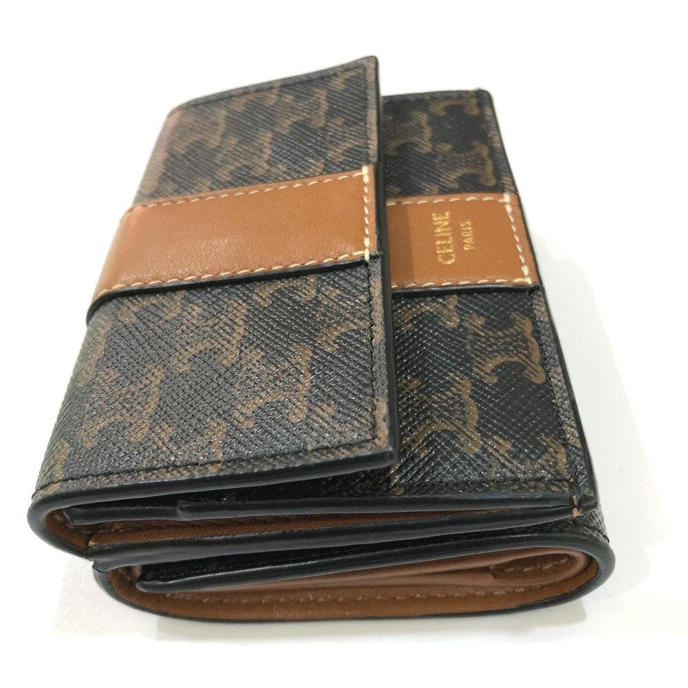 CELINE Trifold wallet PVC / Leather Brown Triomphe Small trifold Women Used Authentic