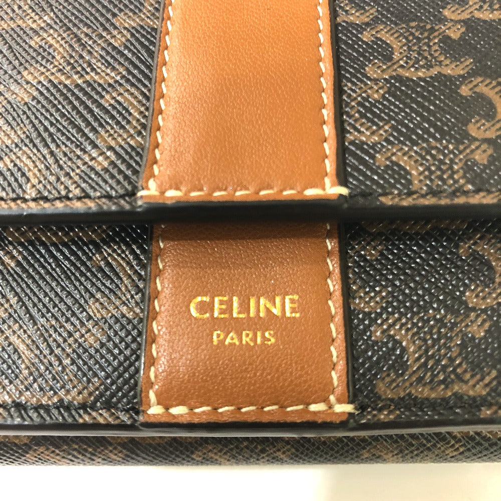 CELINE Trifold wallet PVC / Leather Brown Triomphe Small trifold Women Used Authentic