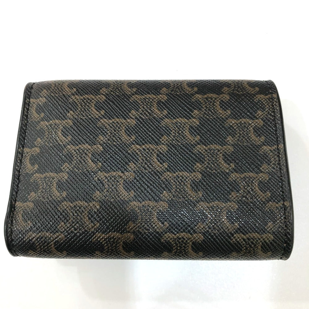 CELINE Trifold wallet PVC / Leather Brown Triomphe Small trifold Women Used Authentic