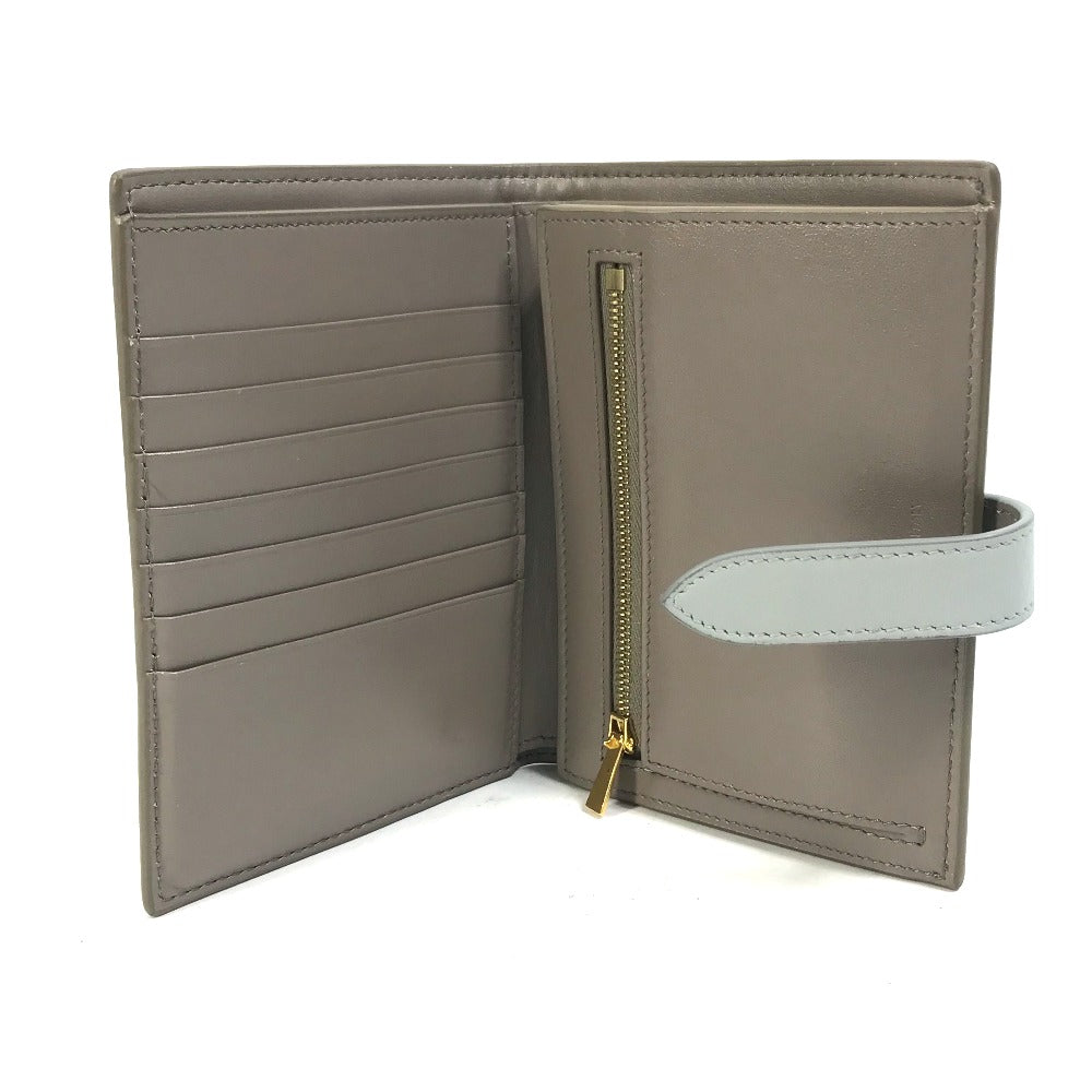 CELINE Trifold wallet 10B643BRU.10PI leather Gray x light blue By color Medium strap wallet Women Used Authentic