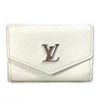 LOUIS VUITTON Trifold wallet M68482 leather white Portefeuille lock mini Women Used Authentic