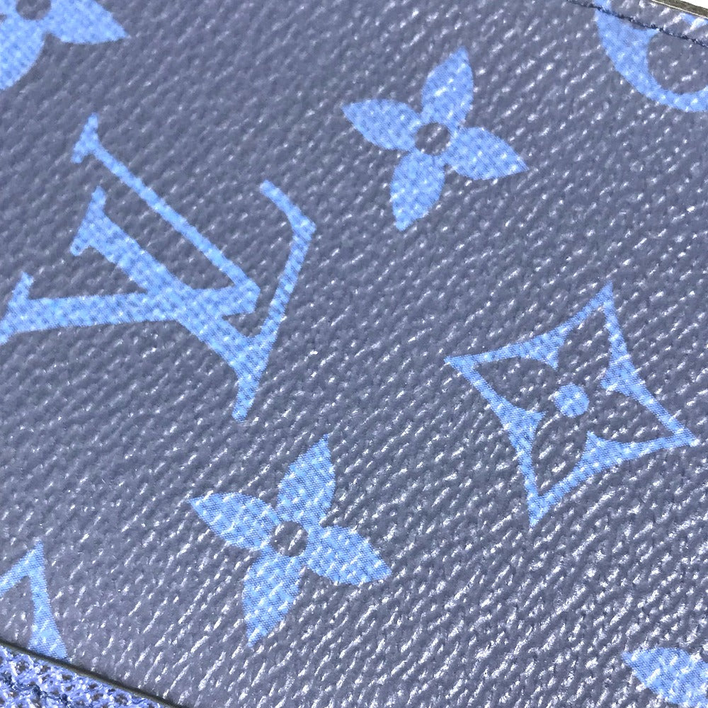 LOUIS VUITTON Long Wallet Purse M30447 Leather/Tigarama blue Taigalama Zippy Wallet Vertical mens Used Authentic