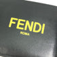 FENDI Folded wallet 7M0001 leather Black x yellow logo mens Used Authentic
