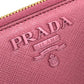 PRADA Long Wallet Purse 1ML506 saffiano leather pink logo Saffiano Shine Women Used Authentic