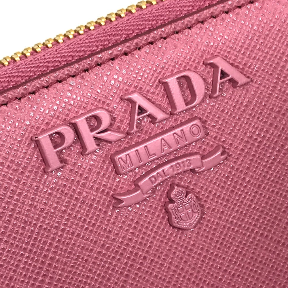 PRADA Long Wallet Purse 1ML506 saffiano leather pink logo Saffiano Shine Women Used Authentic