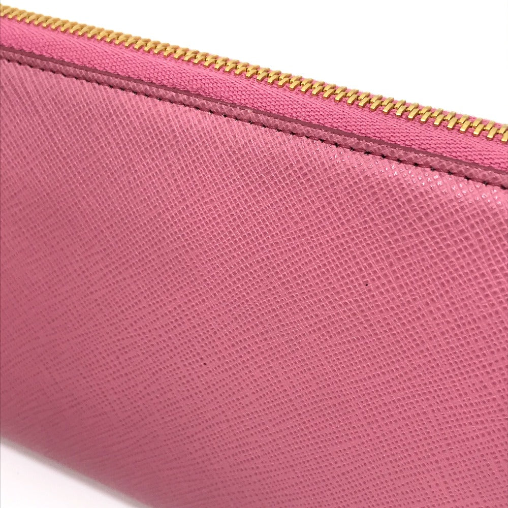 PRADA Long Wallet Purse 1ML506 saffiano leather pink logo Saffiano Shine Women Used Authentic