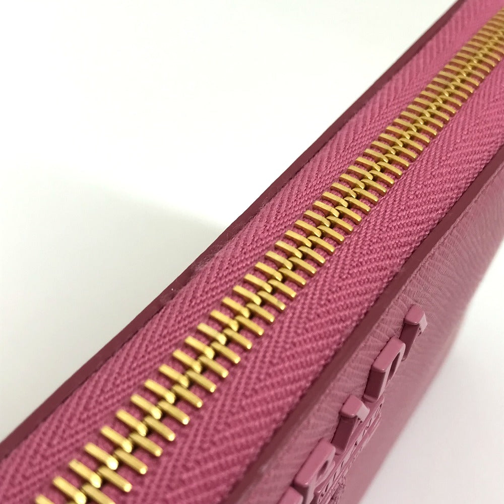 PRADA Long Wallet Purse 1ML506 saffiano leather pink logo Saffiano Shine Women Used Authentic