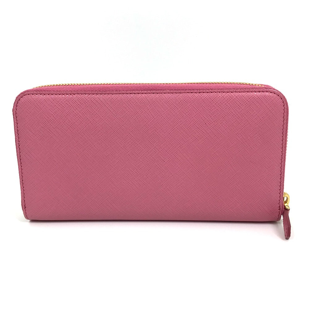 PRADA Long Wallet Purse 1ML506 saffiano leather pink logo Saffiano Shine Women Used Authentic