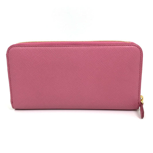 PRADA Long Wallet Purse 1ML506 saffiano leather pink logo Saffiano Shine Women Used Authentic