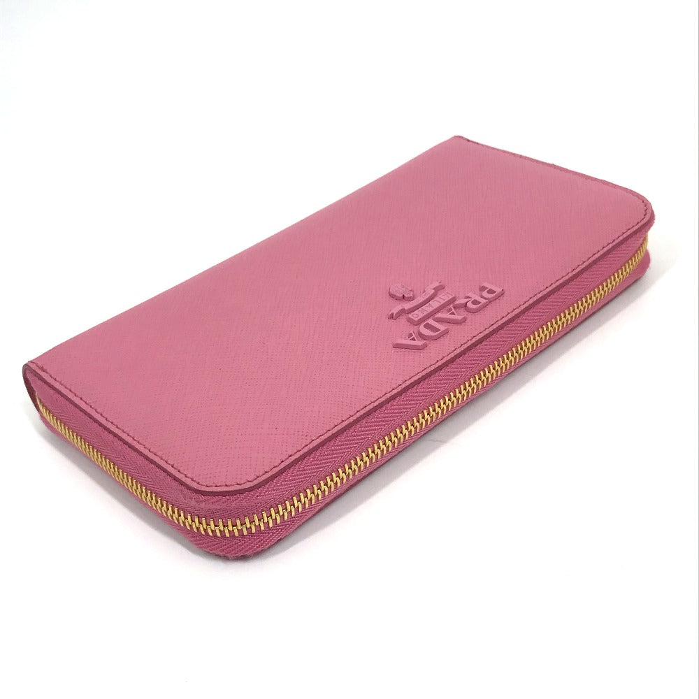 PRADA Long Wallet Purse 1ML506 saffiano leather pink logo Saffiano Shine Women Used Authentic