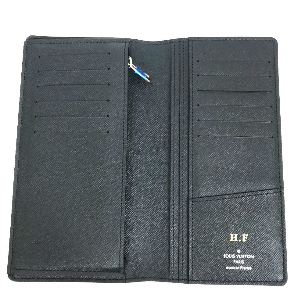 LOUIS VUITTON Long Wallet Purse M30502 Taiga Leather Dark Navy type Taiga Portefeuille Braza mens Used Authentic