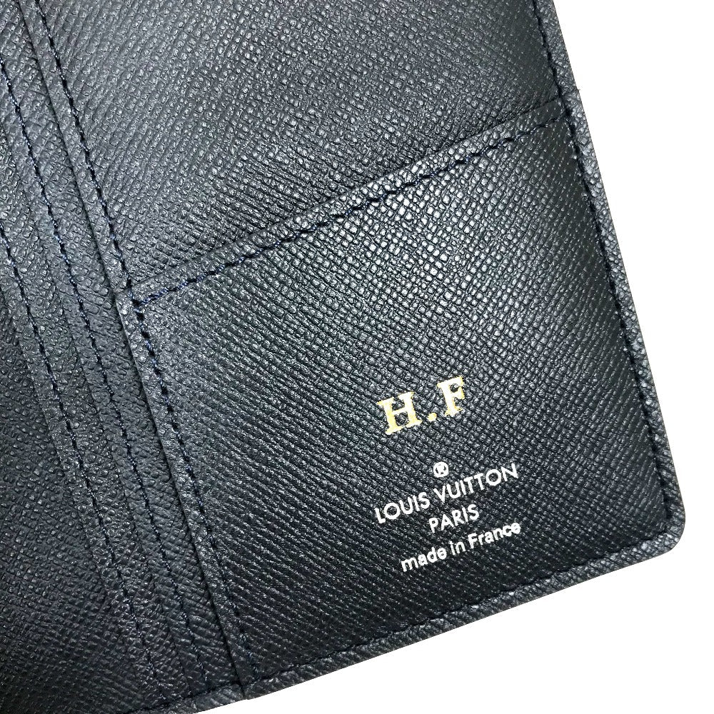 LOUIS VUITTON Long Wallet Purse M30502 Taiga Leather Dark Navy type Taiga Portefeuille Braza mens Used Authentic