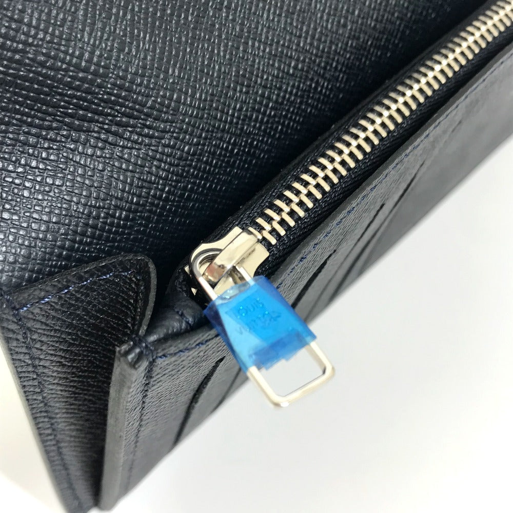 LOUIS VUITTON Long Wallet Purse M30502 Taiga Leather Dark Navy type Taiga Portefeuille Braza mens Used Authentic