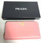 PRADA Long Wallet Purse leather pink logo Long wallet Women Used Authentic
