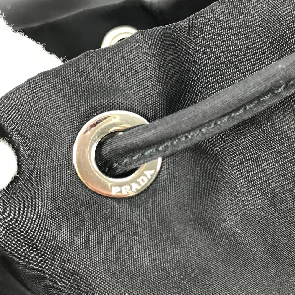 PRADA Backpack 1BZ032 Nylon / leather black With logo Triangle logo plate Women Secondhand Authentic