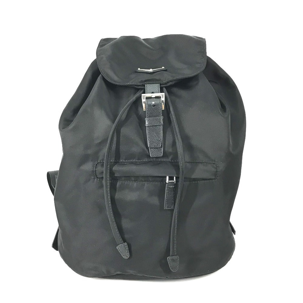 PRADA Backpack 1BZ032 Nylon / leather black With logo Triangle logo plate Women Secondhand Authentic