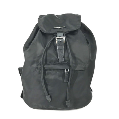 PRADA Backpack 1BZ032 Nylon / leather black With logo Triangle logo plate Women Secondhand Authentic