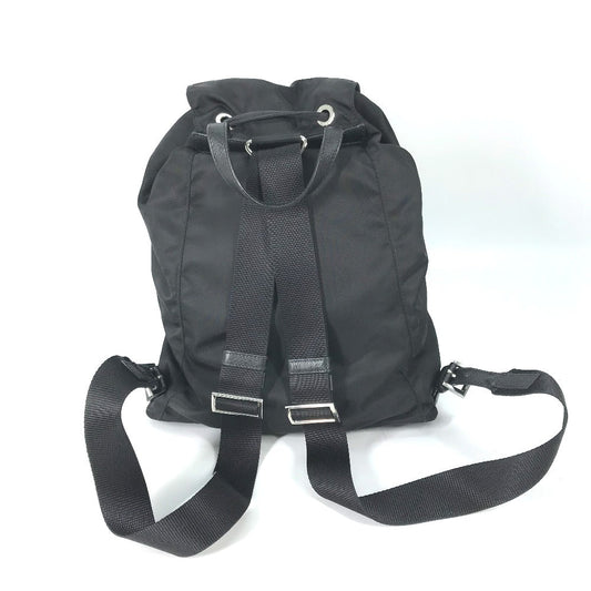 PRADA Backpack 1BZ032 Nylon / leather black With logo Triangle logo plate Women Secondhand Authentic